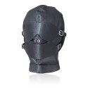 Fetish Black Hood Full Mask Eyes Mouth Detachable w/ gag ball UNISEX