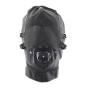 Fetish Black Hood Full Mask Eyes Mouth Detachable w/ gag ball UNISEX