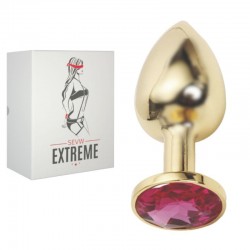 Rosebud Gold Buttplug with Red Crystal - Small