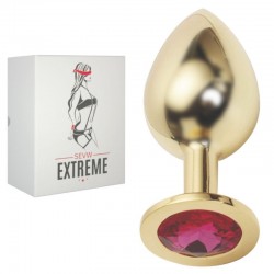 Rosebud Gold Buttplug with Red Crystal - Big